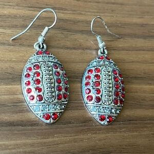 5/$25 ⭐️ Elegant Red and Silver Crystal College Football Season Dangle Earrings